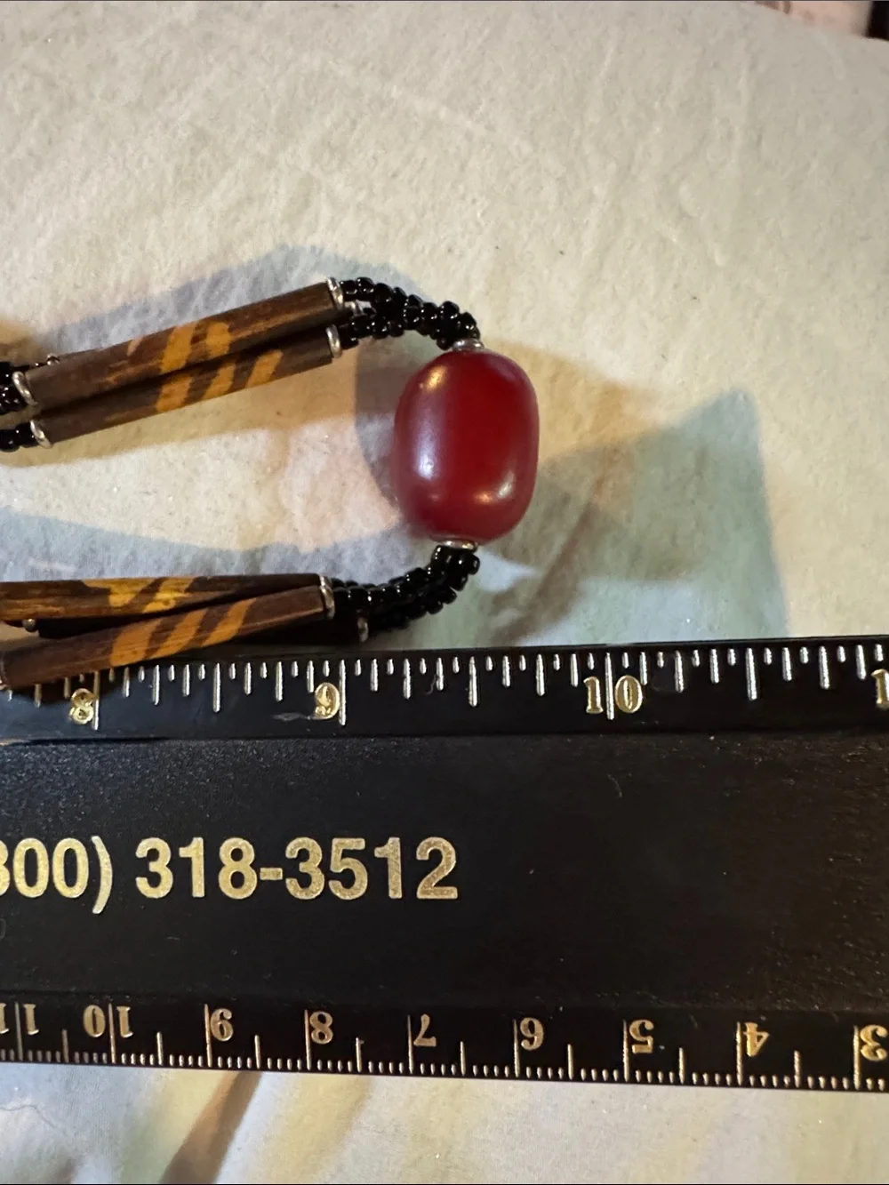 Handmade Black and Burgundy Costume Beaded Necklace